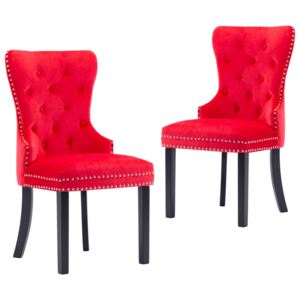 Jedálenské stoličky 2 ks červené zamatové