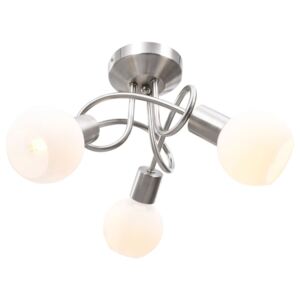 Stropná lampa+keramické tienidlá na 3 žiarovky E14, biela guľa