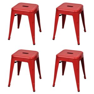 Stohovateľné stoličky 4 ks, červené, oceľ