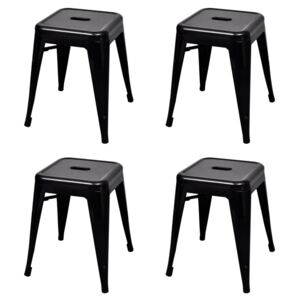 Stohovateľné stoličky 4 ks, čierne, oceľ