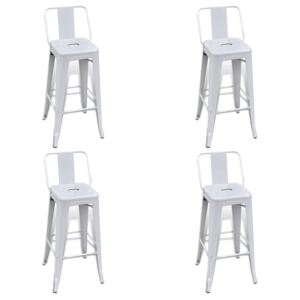 Barové stoličky 4 ks biele oceľ