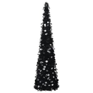 Rozkladací umelý vianočný stromček čierny 180 cm PET