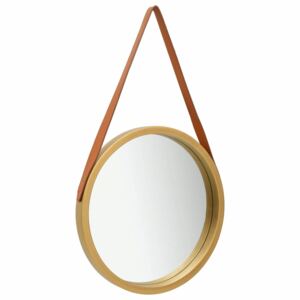 Nástenné zrkadlo s popruhom zlaté 50 cm