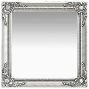 Nástenné zrkadlo v barokovom štýle 60x60 cm strieborné