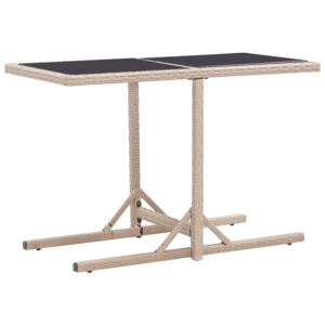 Záhradný stôl, béžový 110x53x72 cm, sklo a polyratan