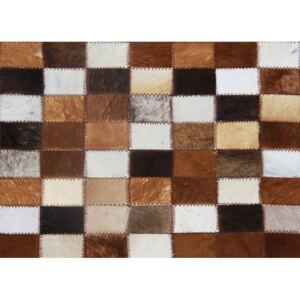 Tempo Kondela Luxusný kožený koberec, hnedá/čierna/biela, patchwork, 168x240, KOŽA TYP 3