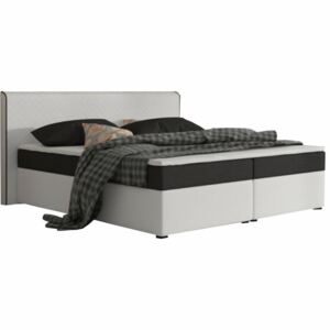Tempo Kondela Komfortná posteľ, čierna látka/biela ekokoža, 160x200, NOVARA MEGAKOMFORT VISCO