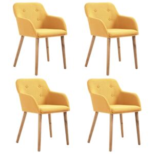 Jedálenské stoličky 6 ks, žlté, látka a dubový masív