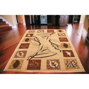 Kusový koberec PP Listy a obdĺžniky krémový, Velikosti 180x250cm