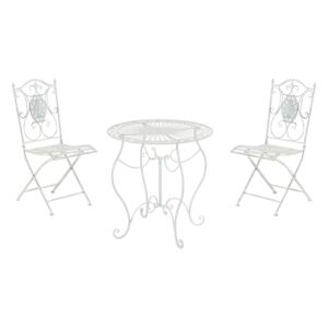 Súprava kovových stoličiek a stola Aldeano (SET 2+1) Farba Biela antik