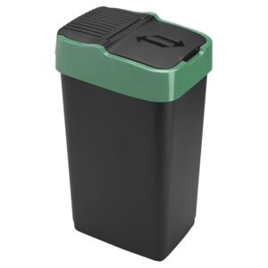 Heidrun Odpadkový kôš 35 l, čierny so zeleným pruhom