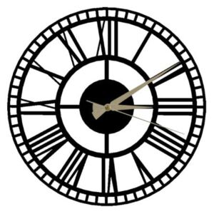 Čierne nástenné hodiny Roman Clock 2, ⌀ 50 cm