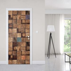 GLIX Fototapeta na dvere - 3D Wooden Blocks Texture