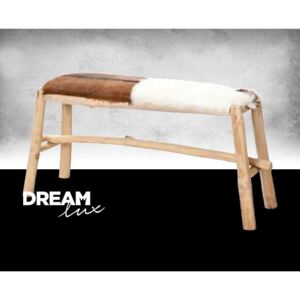 DreamLux Dizajnová lavica, Dřevo, kozí kůže