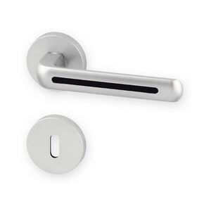 Dverové kovanie ACT Linia R (matný nikel/čierná) - WC kľučka-kľučka s WC sadou/Matný nikel