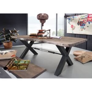 DARKNESS Jedálenský stôl 260x110 cm - čierne nohy, sivá, akácia