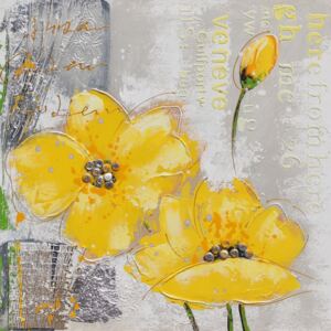 Falc Ručne maľovaný obraz - Žltý mak 3, 60x60 cm