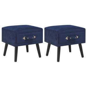 Nočné stolíky 2 ks modré 40x35x40 cm zamatové