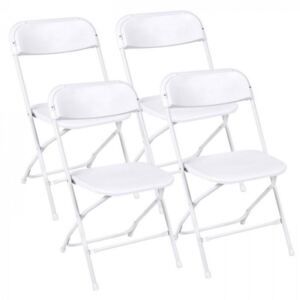 Skladacie plastové stoličky, biele, 4 ks