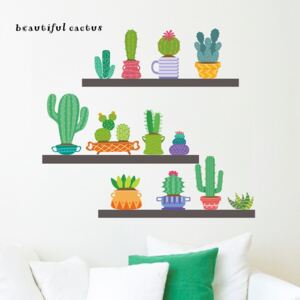 Samolepka na stenu "Farebné Kaktusy" 80x86cm