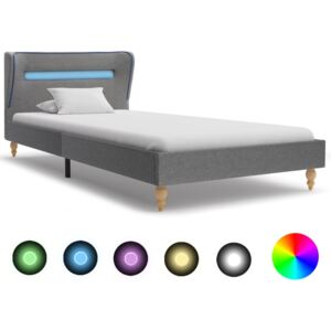Rám postele s LED svetlom bledosivý látkový 90x200 cm