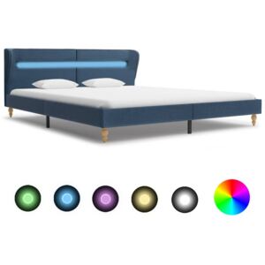 Rám postele s LED svetlom modrý látkový 160x200 cm