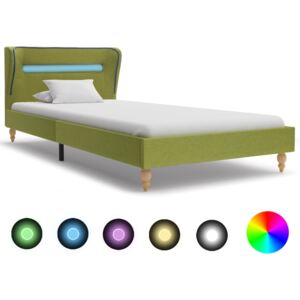 Rám postele s LED svetlom zelený látkový 90x200 cm