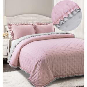 Domarex Prehoz na posteľ Rita s volánikmi Farba: Ružová, Veľkosť: 120 x 200 cm