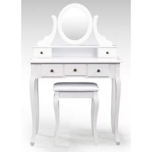 OVN Toaletný stolík so stoličkou IDN 4203 + 4205 biely masív borovica/MDF