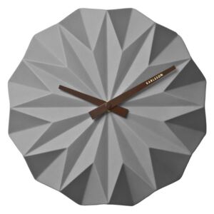 KARLSSON Nástenné šedé hodiny – Origami ∅ 27 cm
