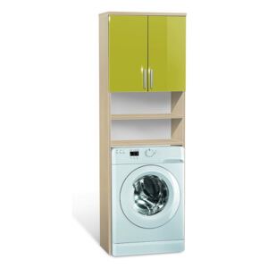 Vysoká kúpeľňová skrinka nad práčku K20 farba korpusu: Agát, farba dvierok: Lemon lesk