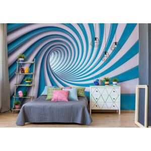 Fototapeta GLIX - 3D Swirl Tunnel Blue And White + lepidlo ZADARMO Vliesová tapeta - 254x184 cm