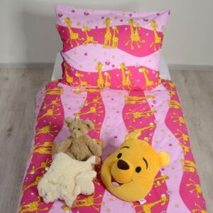 Obliečky bavlnené detské Žirafky ružové TiaHome Detský set 130x90cm + 65x45cm