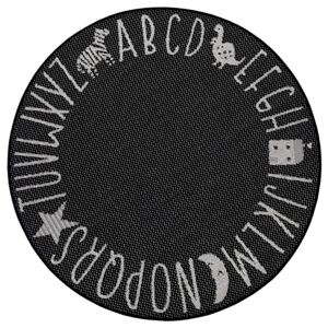 Hanse Home Collection koberce detský kusový koberec Flatweave 104885 Black/Cream kruh - 120x120 (průměr) kruh cm
