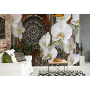 Fototapeta - Luxury Celtic Pattern Orchids Vliesová tapeta - 250x104 cm
