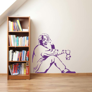 GLIX Banksy "Einstein" - nálepka na stenu Fialová 75 x 70 cm