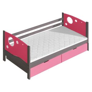 Študentská posteľ Mewil, Rozmer matraca: bez matraca, Farby: antracit / ružový