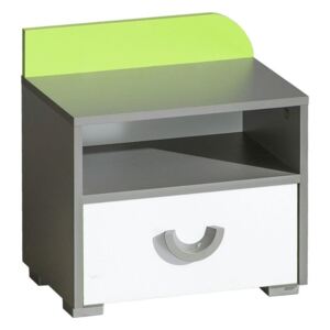 Detský nočný stolík Gutro G12, Farby: grafit / biela + zelená mamba