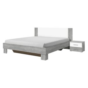 Manželská posteľ s nočnými stolíkmi Vera VE51/52, Farby: beton colorado + beton colorado + biela, Rozmer postele: 160x200
