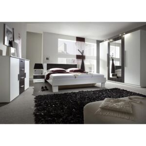 Spálňa Vera I, Farby: biela / čierny lesk, Rozmer postele: 160x200