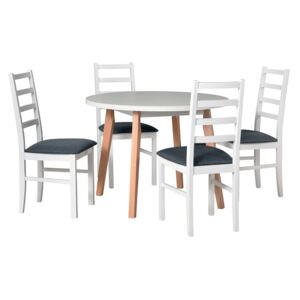 Okrúhly stôl so 4 stoličkami - AL64, Poťahové látky: 15 - Etna24, Farby nožičiek: biela