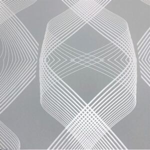 Vliesové tapety na stenu Natalia 10038-31, rozmer 10,05 m x 0,53 m, 3D geometrický vzor biely na sivom podklade, Erismann