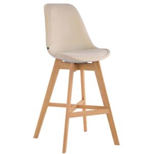 Barová stolička Cannes ~ zamat, drevené nohy natura (SET 2 ks) Farba Krémová