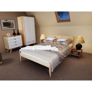 Drevená posteľ Ognik, Rozmer postele: 140x200, Farby: prírodná lakovaná borovica