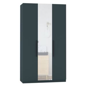 Šatníková skriňa so zrkadlom Merlot 3D, Dostupné farby: antracit/antracit + zrkadlo, Typ vnútra: B3, Úchyt: čierna
