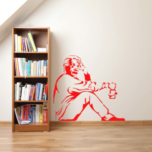 GLIX Banksy "Einstein" - nálepka na stenu Svetlo červená 75 x 70 cm