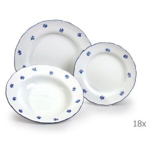 Sada 18 porcelánových tanierov s modrou kvetinkou Thun Ophelia