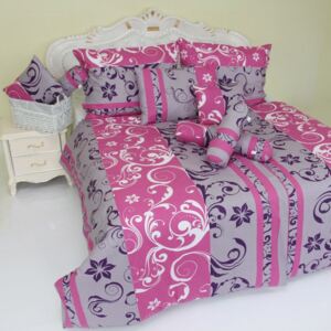 Obliečky bavlnené Emilien ružovo-fialové TiaHome 2x Vankúš 90x70cm, 2x Paplón 140x200cm