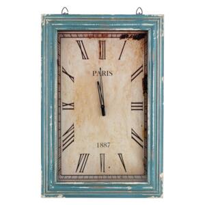 Aluro Vintage veľké nástenné drevené hodiny "Paris 1887", modré, 40x5x60, A00029