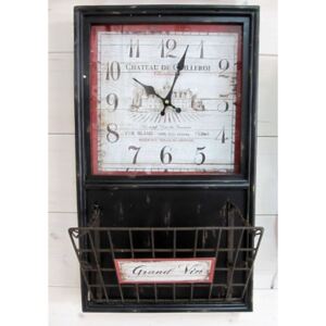 DekorPap Vintage Nástenné industriálne hodiny s mriežkou "Chateau de Guilleroi" 35x7x60, ZG0056